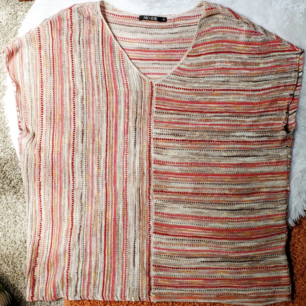 Nic + Zoe Blouse Oversized Linen Blend